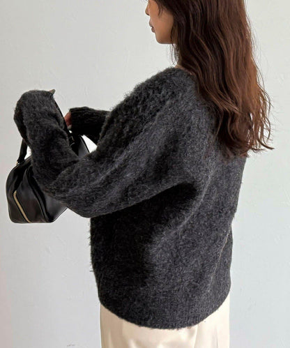 蓬鬆磨毛針織開衫