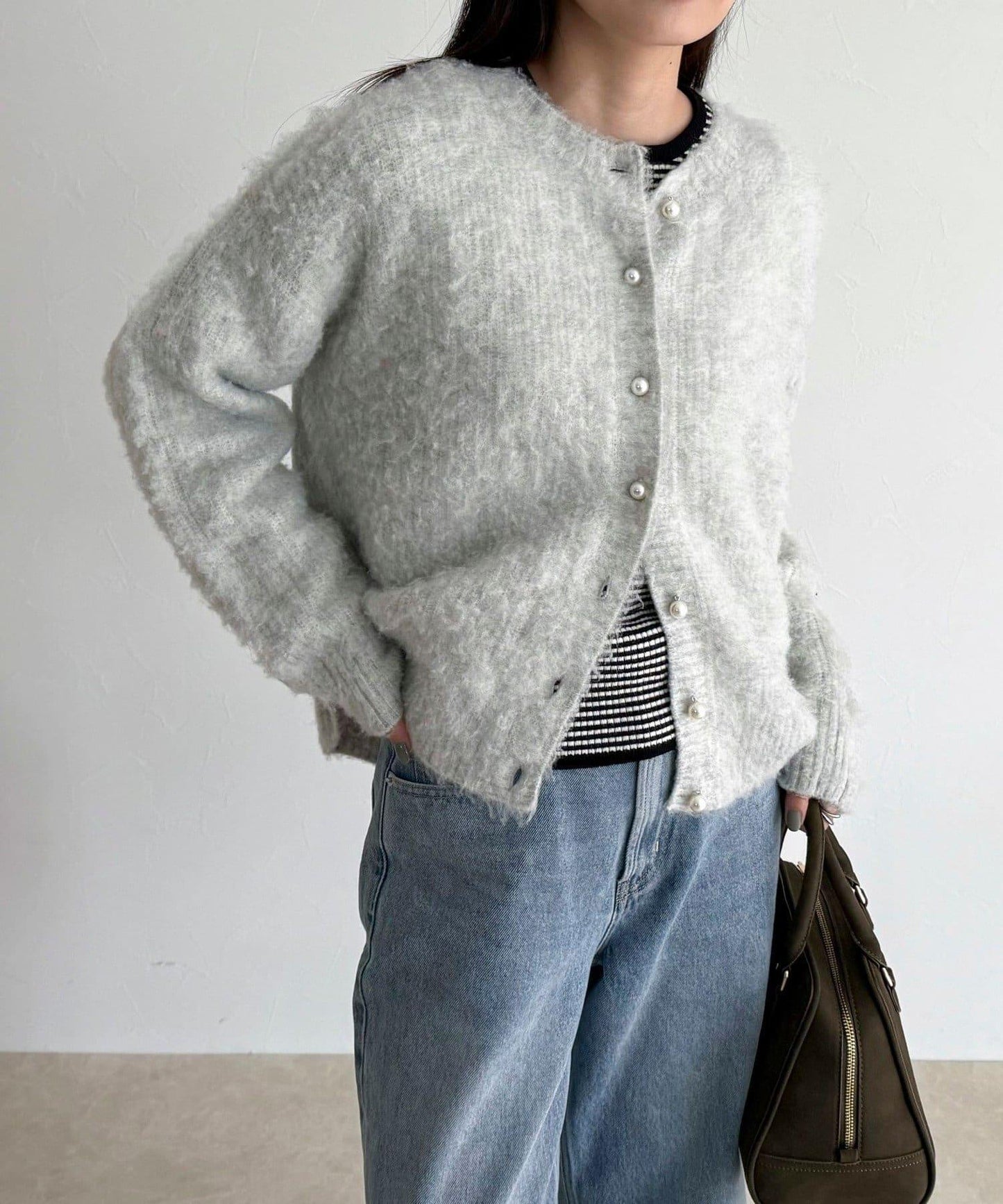 蓬鬆磨毛針織開衫