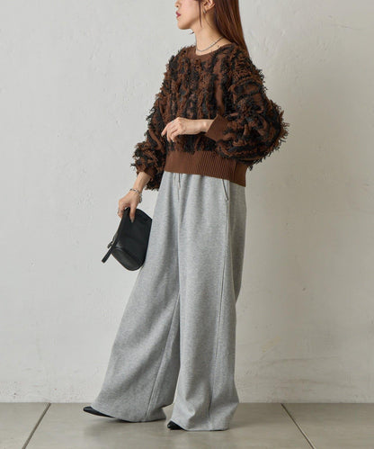 流蘇提花針織套頭衫