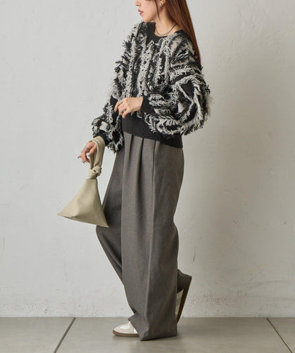 流蘇提花針織套頭衫