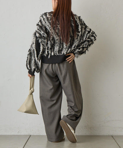 流蘇提花針織套頭衫