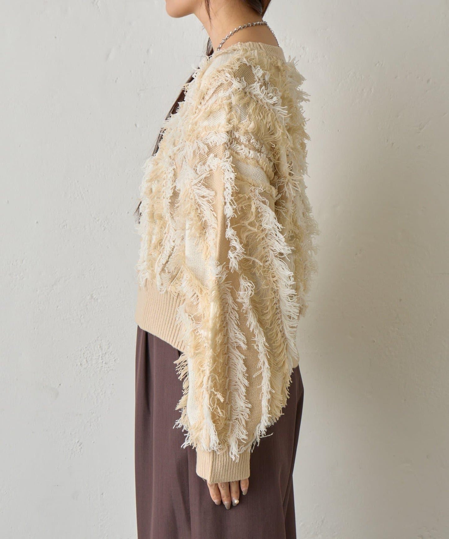 流蘇提花針織套頭衫