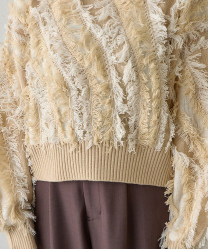 流蘇提花針織套頭衫