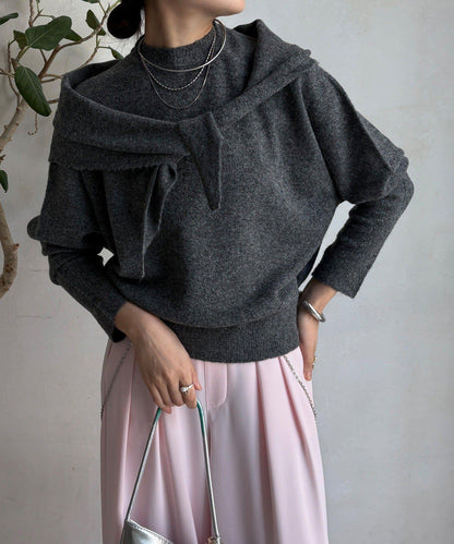 圍巾套裝針織上衣