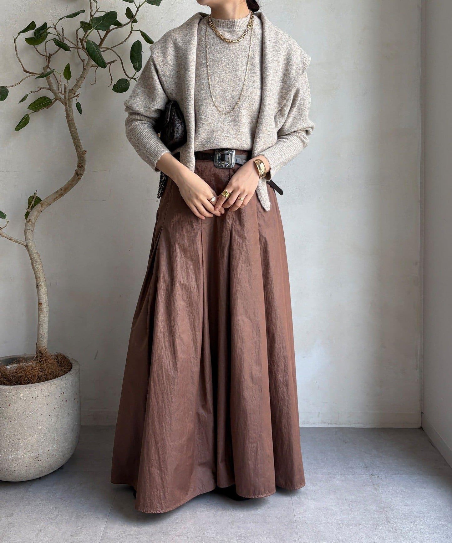 圍巾套裝針織上衣