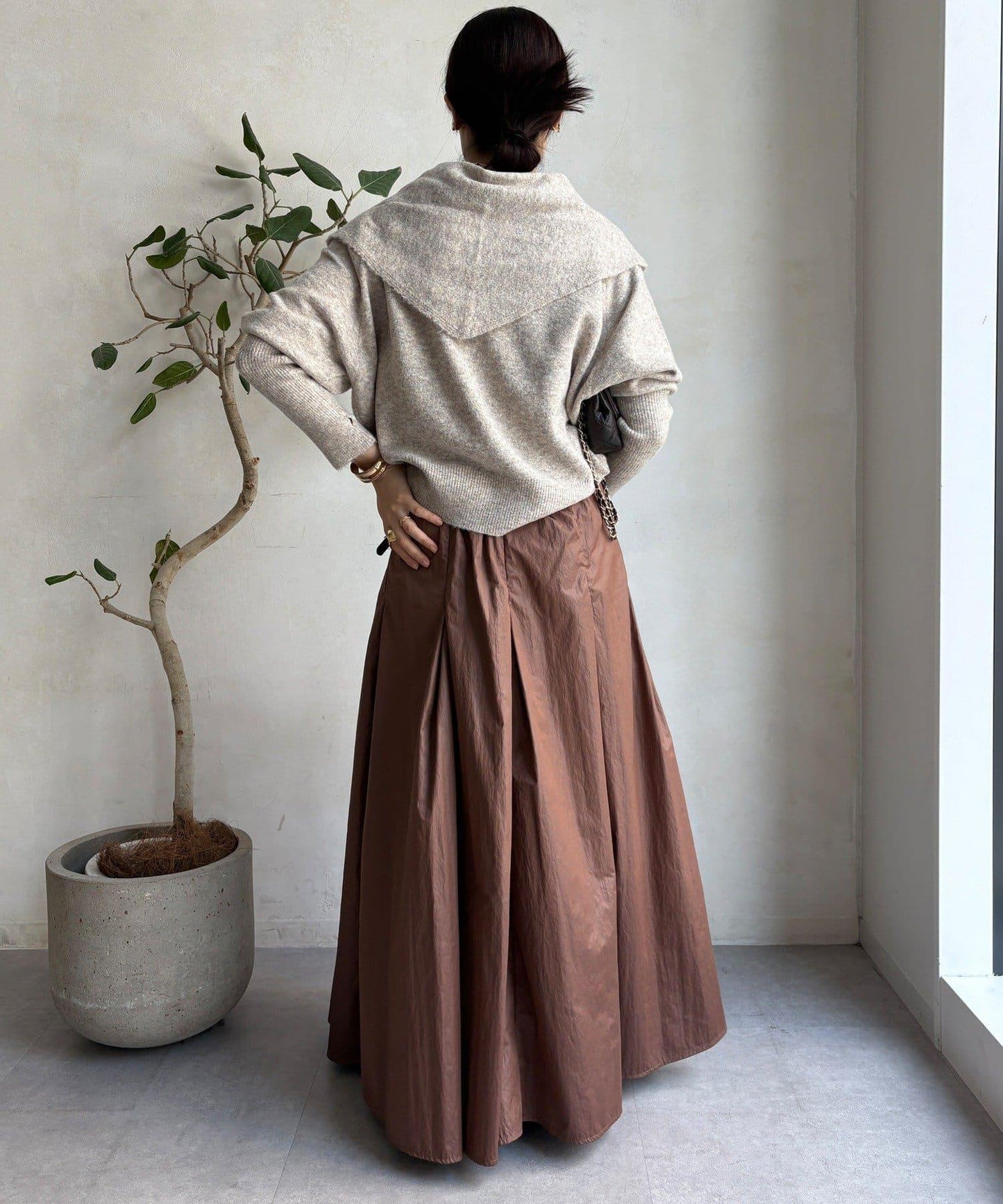 圍巾套裝針織上衣