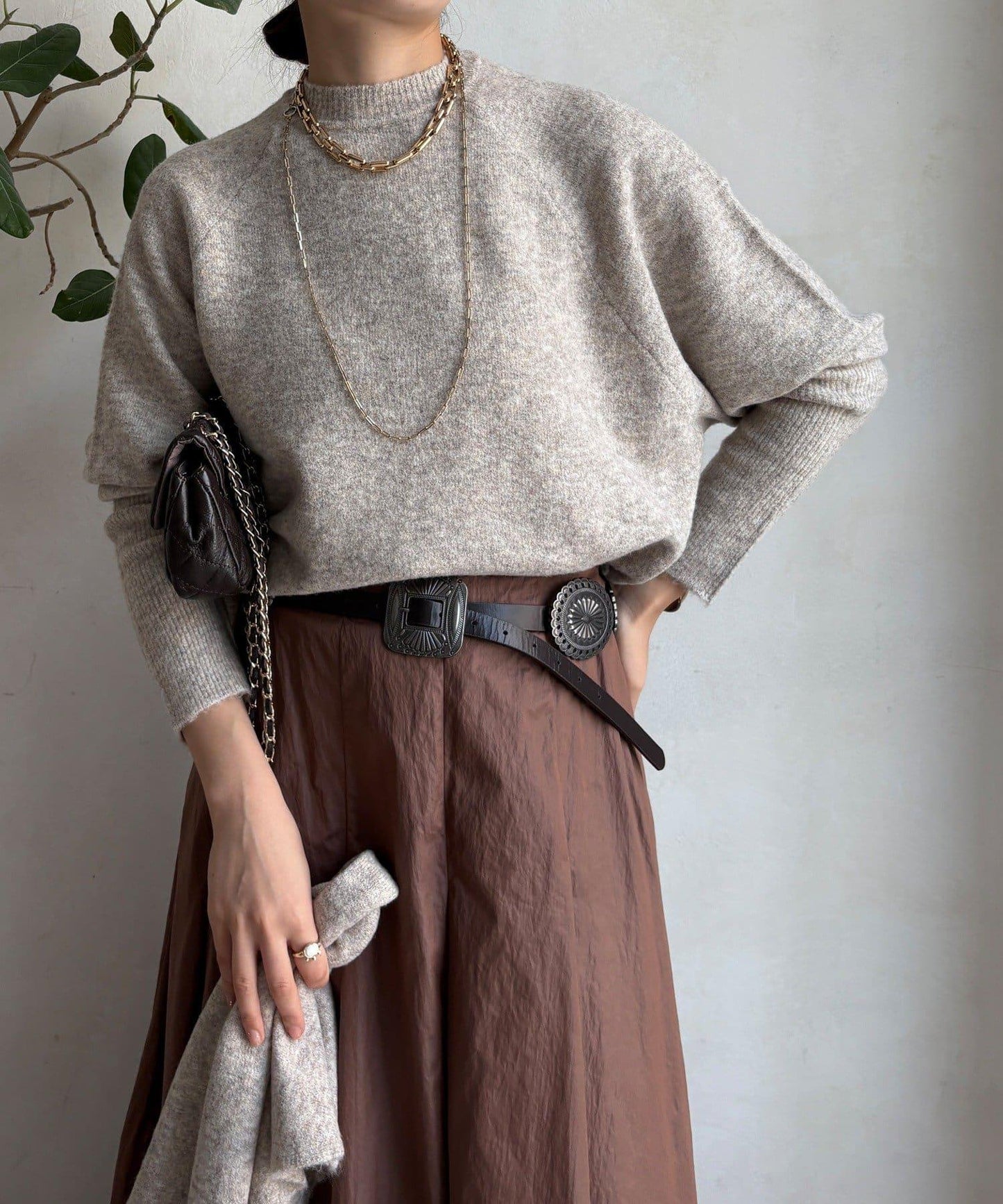 圍巾套裝針織上衣