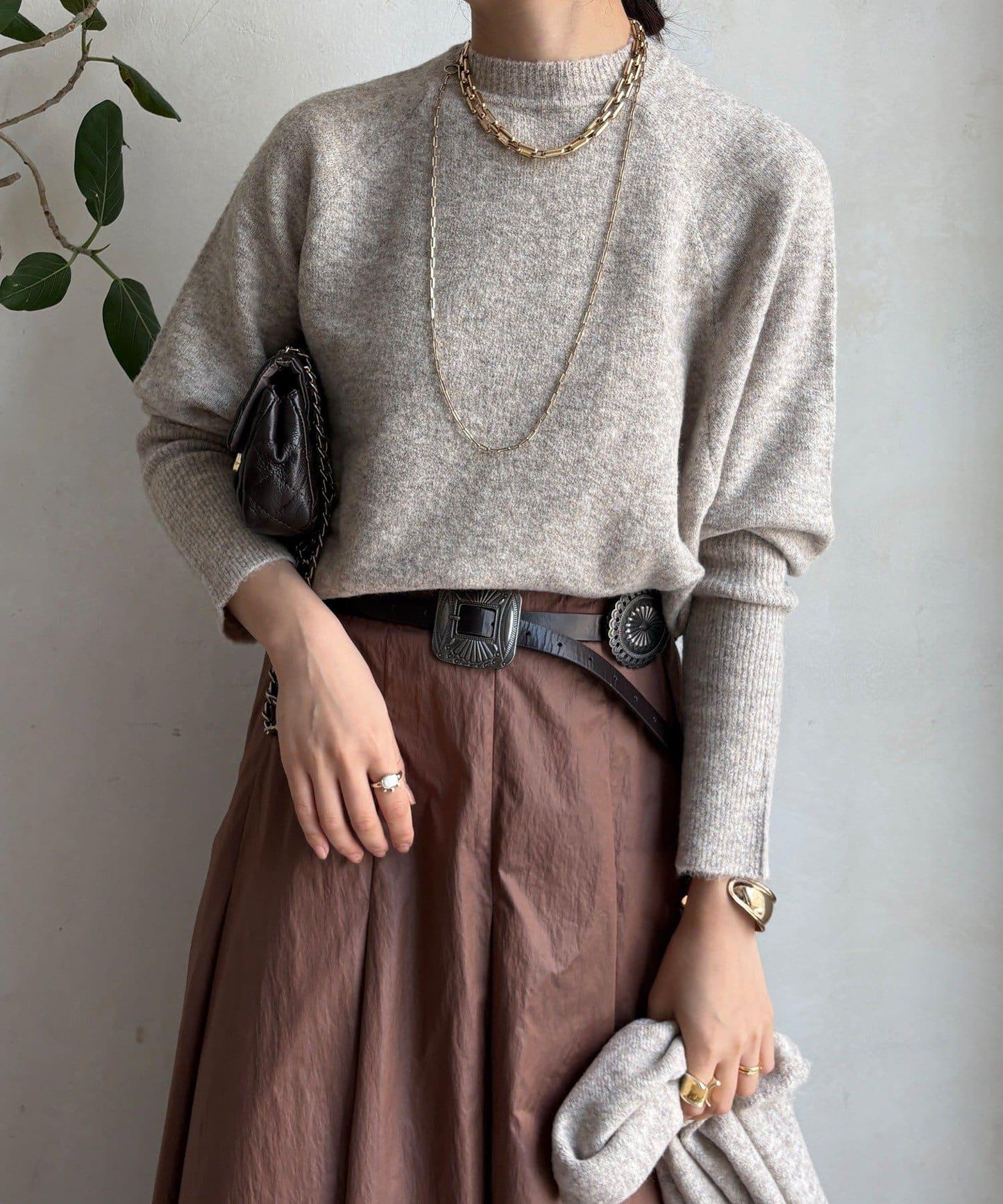 圍巾套裝針織上衣