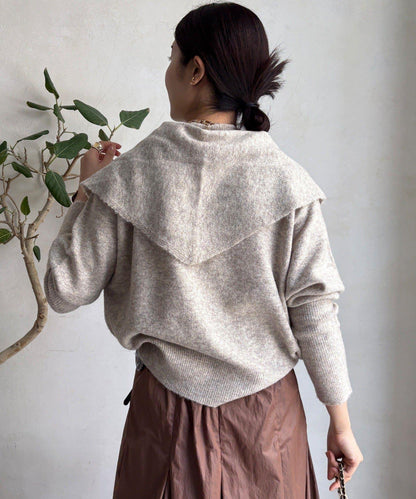 圍巾套裝針織上衣