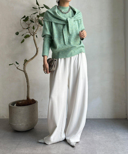 圍巾套裝針織上衣