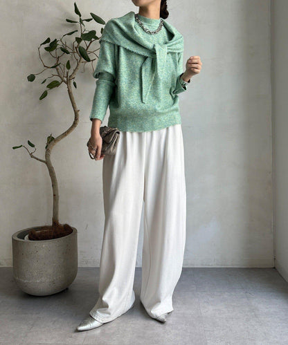 圍巾套裝針織上衣