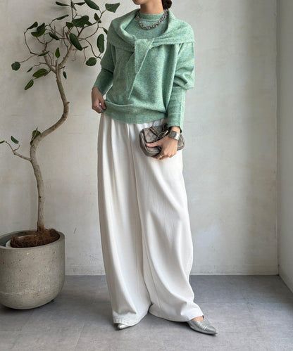 圍巾套裝針織上衣