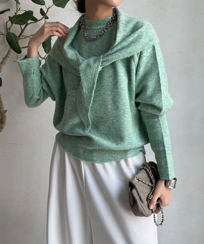 圍巾套裝針織上衣