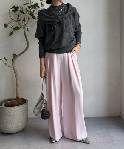 圍巾套裝針織上衣