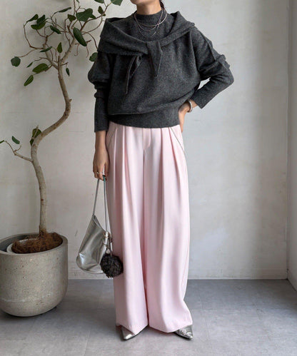 圍巾套裝針織上衣