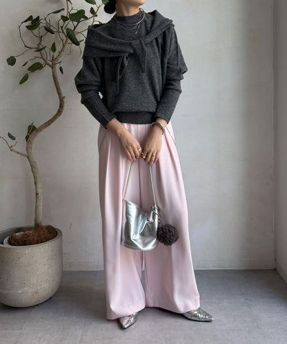 圍巾套裝針織上衣