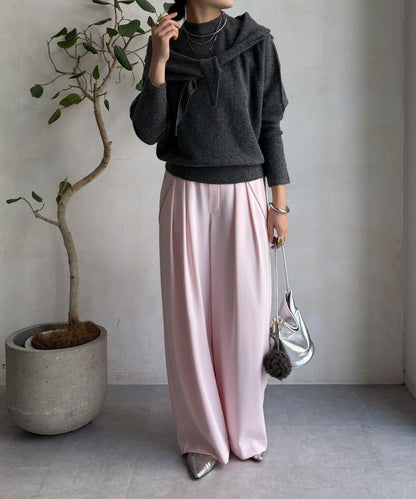 圍巾套裝針織上衣