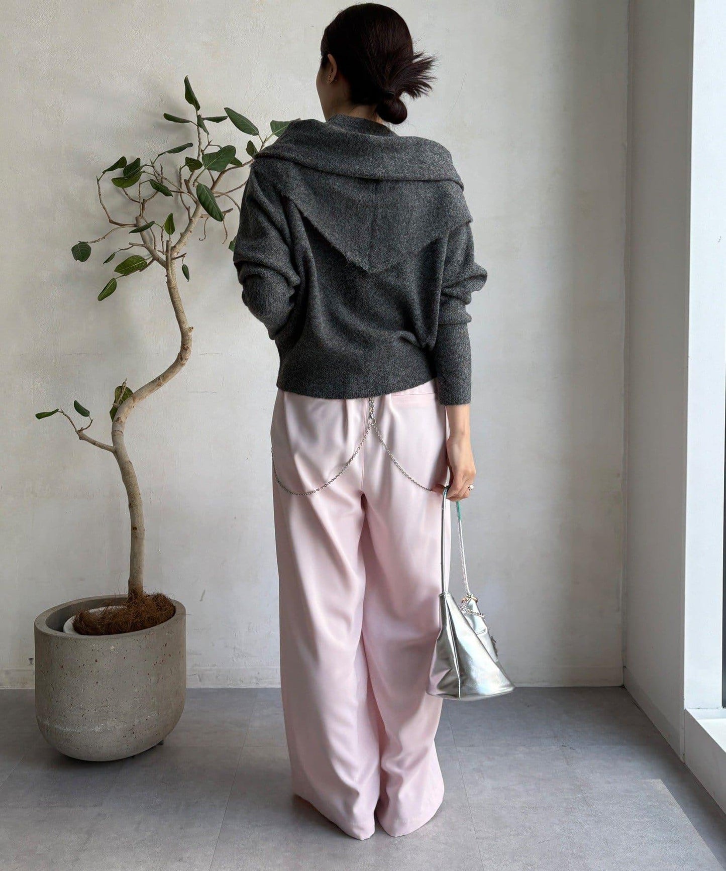 圍巾套裝針織上衣