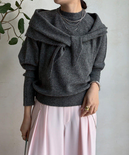 圍巾套裝針織上衣