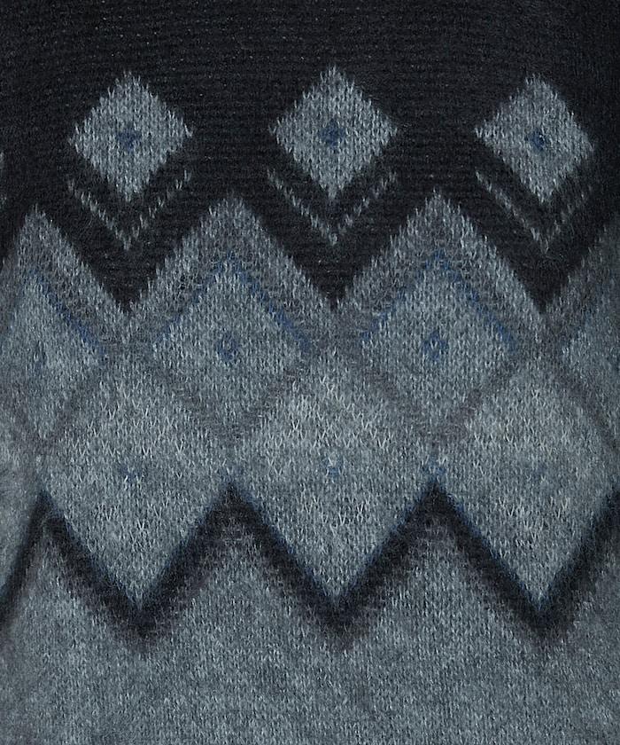 鑽石提花仿馬海毛針織套頭衫