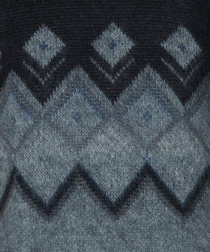 鑽石提花仿馬海毛針織套頭衫