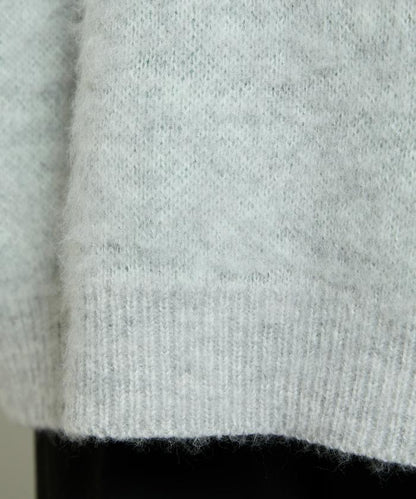 鑽石提花仿馬海毛針織套頭衫