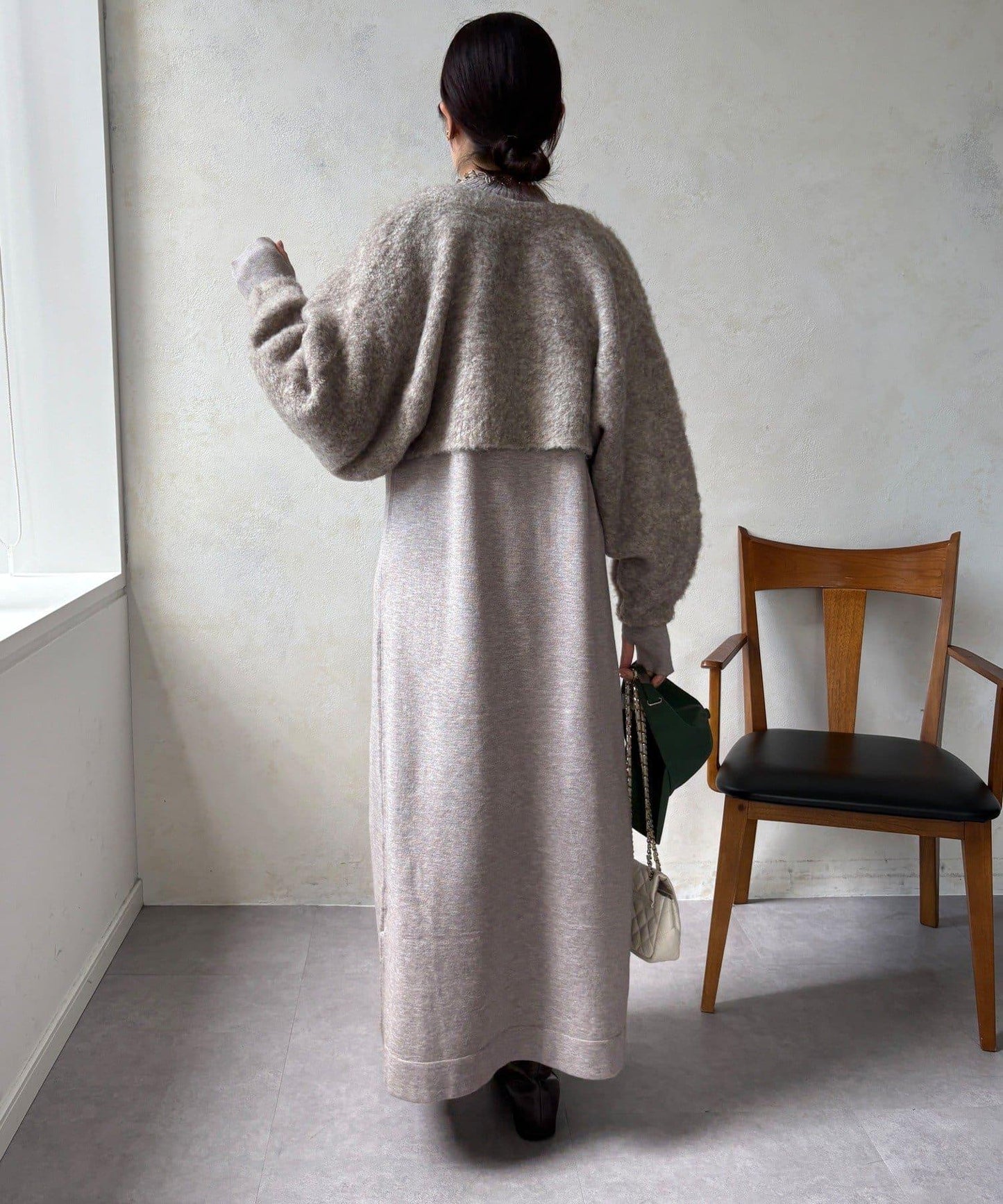 針織開衫+針織連衣裙套裝