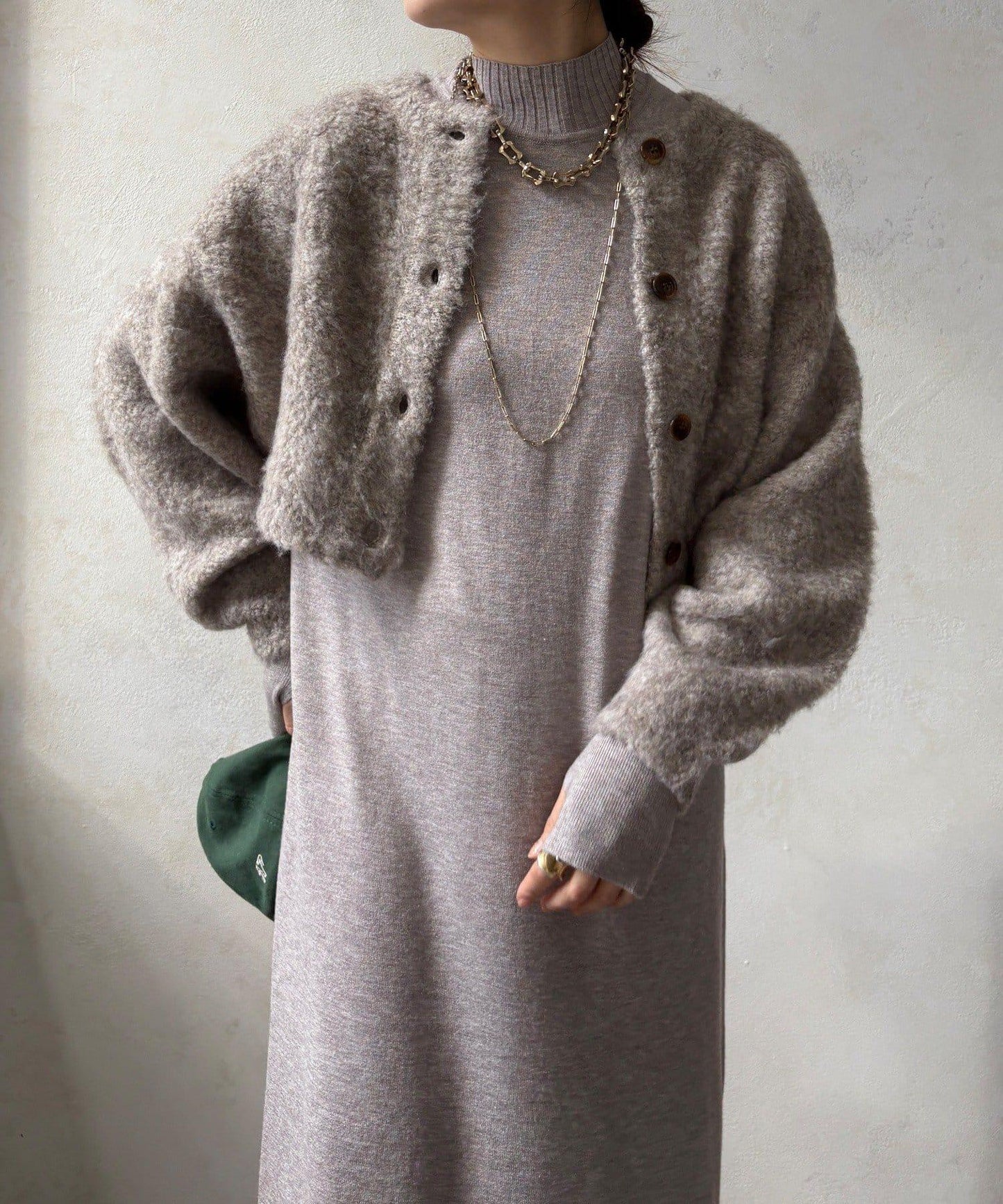 針織開衫+針織連衣裙套裝