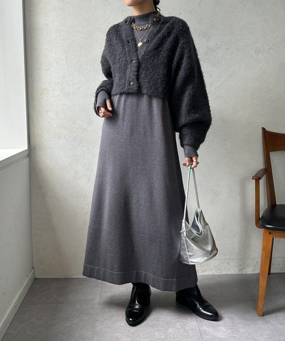 針織開衫+針織連衣裙套裝