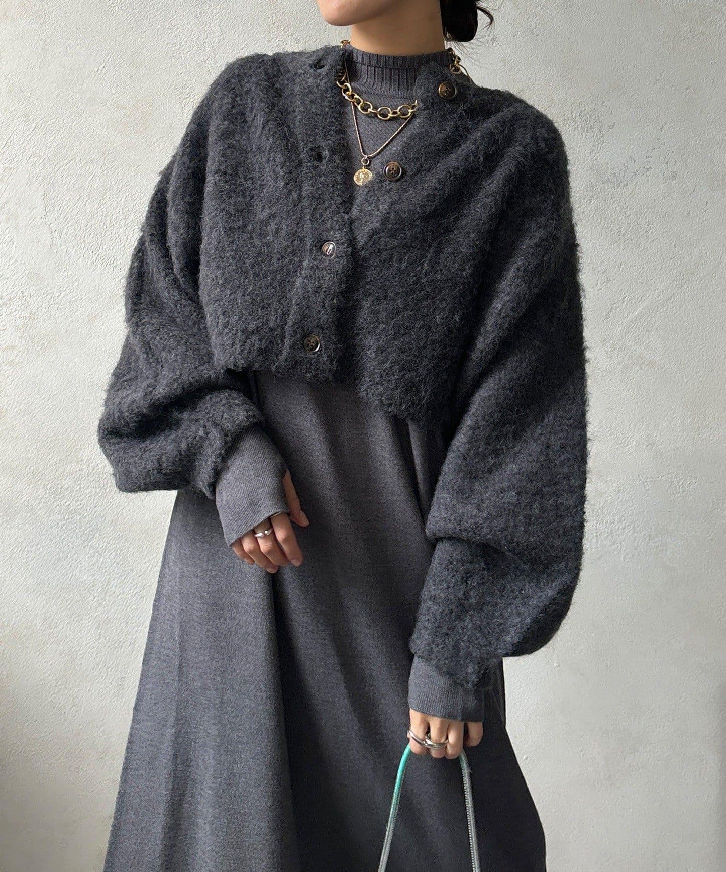 針織開衫+針織連衣裙套裝