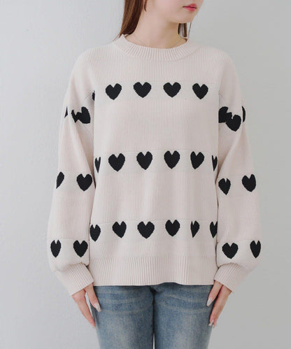 天鵝絨毛線寬鬆愛心針織衫