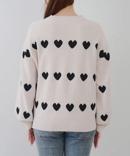 天鵝絨毛線寬鬆愛心針織衫