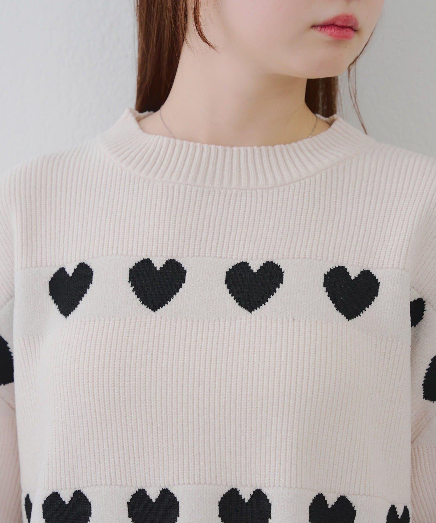 天鵝絨毛線寬鬆愛心針織衫