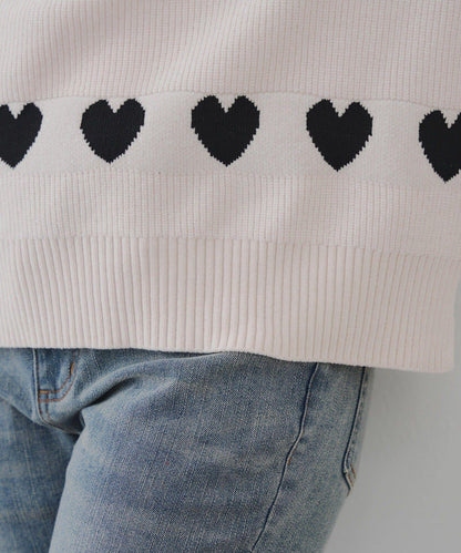 天鵝絨毛線寬鬆愛心針織衫