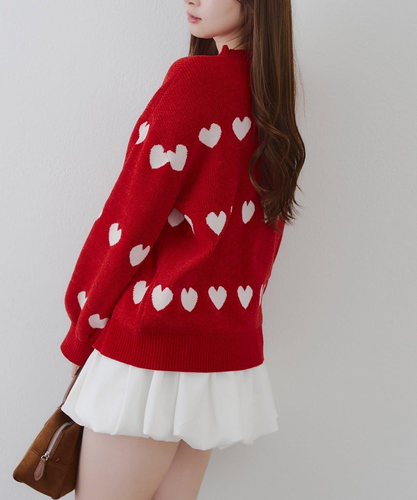 天鵝絨毛線寬鬆愛心針織衫