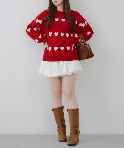 天鵝絨毛線寬鬆愛心針織衫