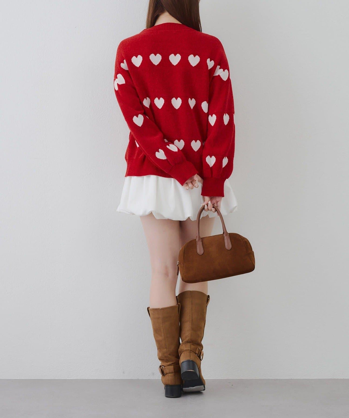 天鵝絨毛線寬鬆愛心針織衫