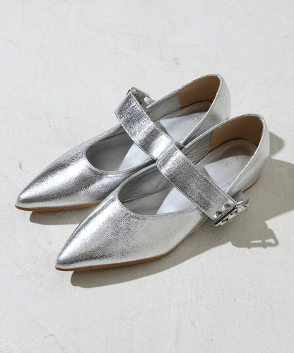 帶扣尖頭平底鞋（22.5～24.5cm尺碼可選）