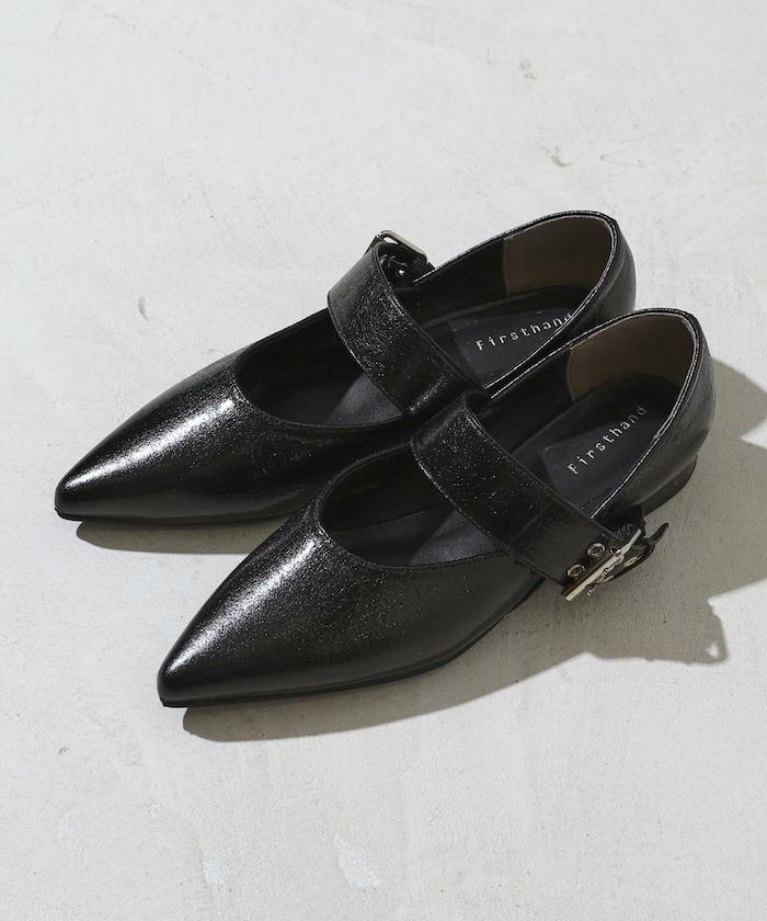 帶扣尖頭平底鞋（22.5～24.5cm尺碼可選）