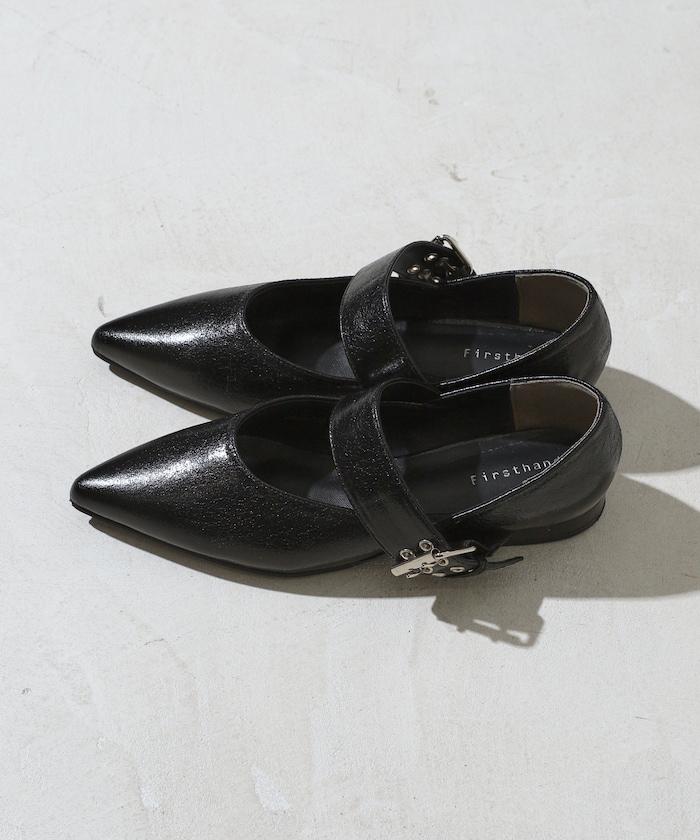 帶扣尖頭平底鞋（22.5～24.5cm尺碼可選）