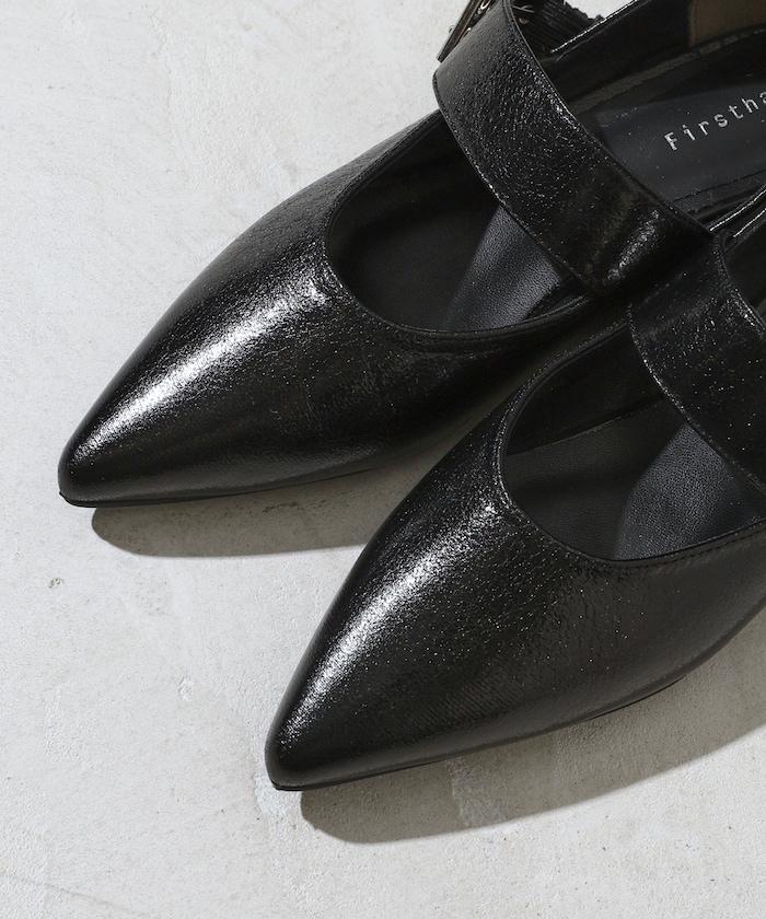 帶扣尖頭平底鞋（22.5～24.5cm尺碼可選）