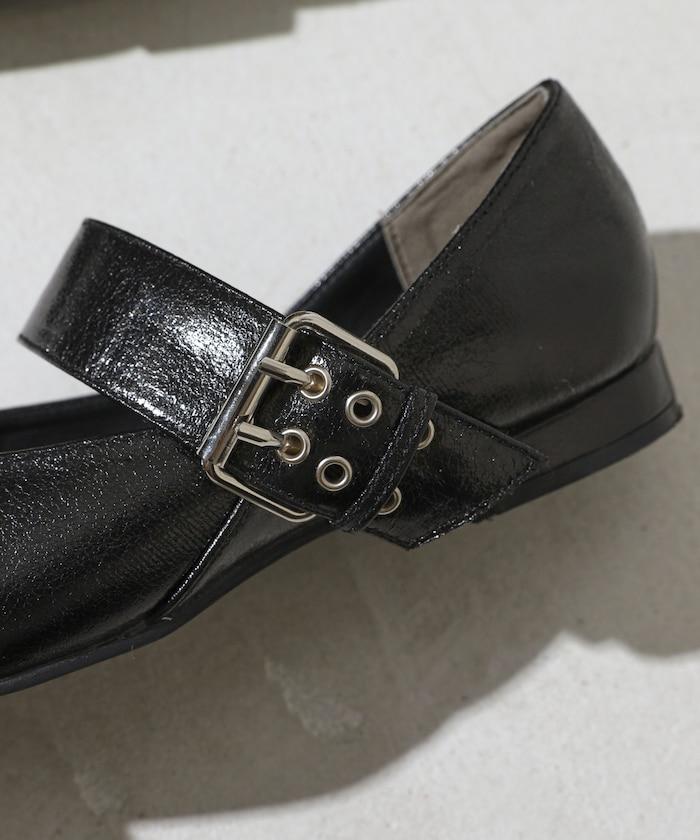 帶扣尖頭平底鞋（22.5～24.5cm尺碼可選）