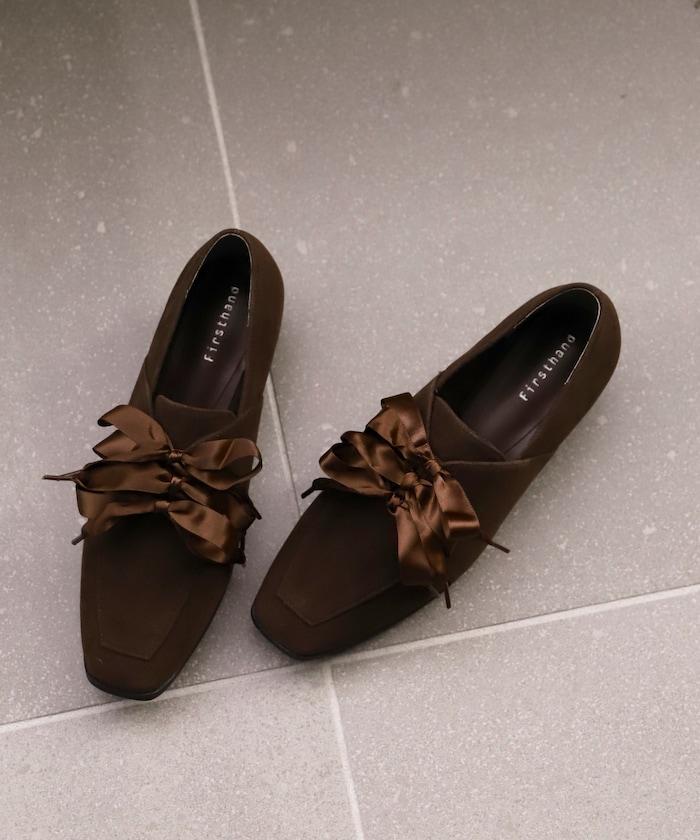 仿麂皮蝴蝶結繫帶鞋（22.5～24.5cm尺碼可選）