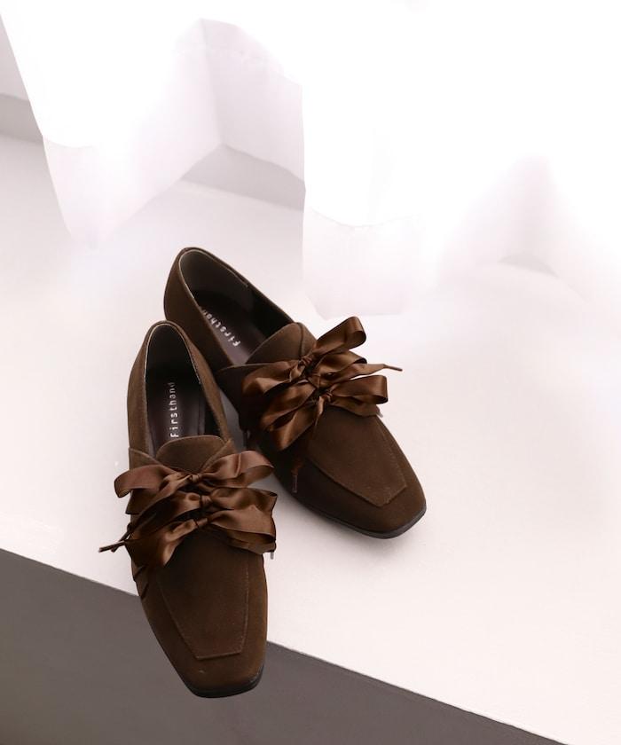 仿麂皮蝴蝶結繫帶鞋（22.5～24.5cm尺碼可選）