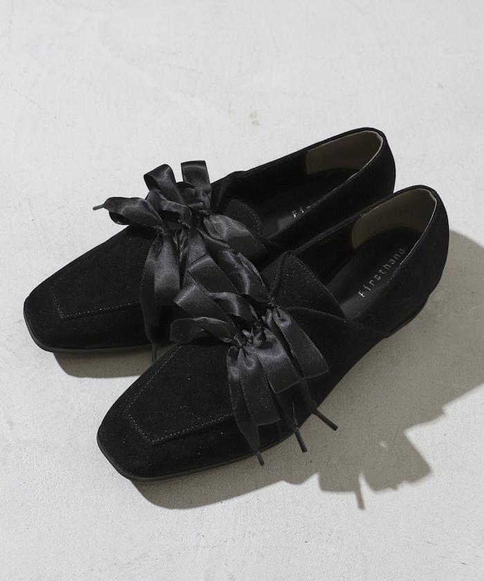 仿麂皮蝴蝶結繫帶鞋（22.5～24.5cm尺碼可選）