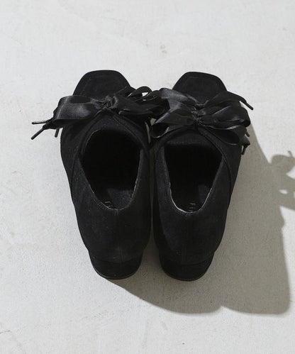 仿麂皮蝴蝶結繫帶鞋（22.5～24.5cm尺碼可選）