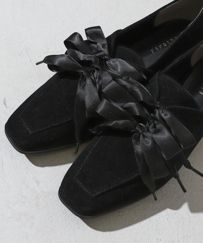 仿麂皮蝴蝶結繫帶鞋（22.5～24.5cm尺碼可選）