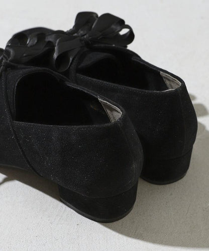 仿麂皮蝴蝶結繫帶鞋（22.5～24.5cm尺碼可選）