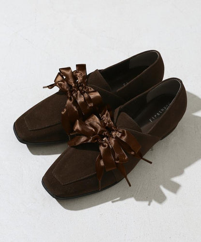 仿麂皮蝴蝶結繫帶鞋（22.5～24.5cm尺碼可選）