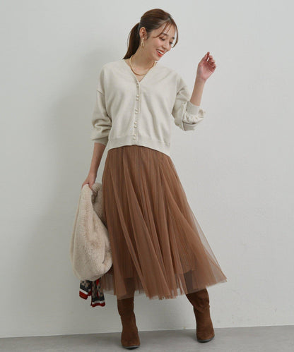 《さりげなく大人可愛い》雙珍珠紐扣短款開衫